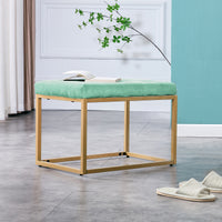 Velvet Shoe Changing Stool,Light green Footstool, Square Vanity Chair, Sofa Stool,Makup Stool .Vanity Seat ,Rest Stool. Piano Bench.Suitable for Clothes Shop,Living Room,  Fitting Room Bedroom,ST-001