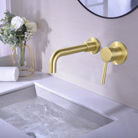 Wall Mount Single Handle Bathroom Faucet Brushed Gold