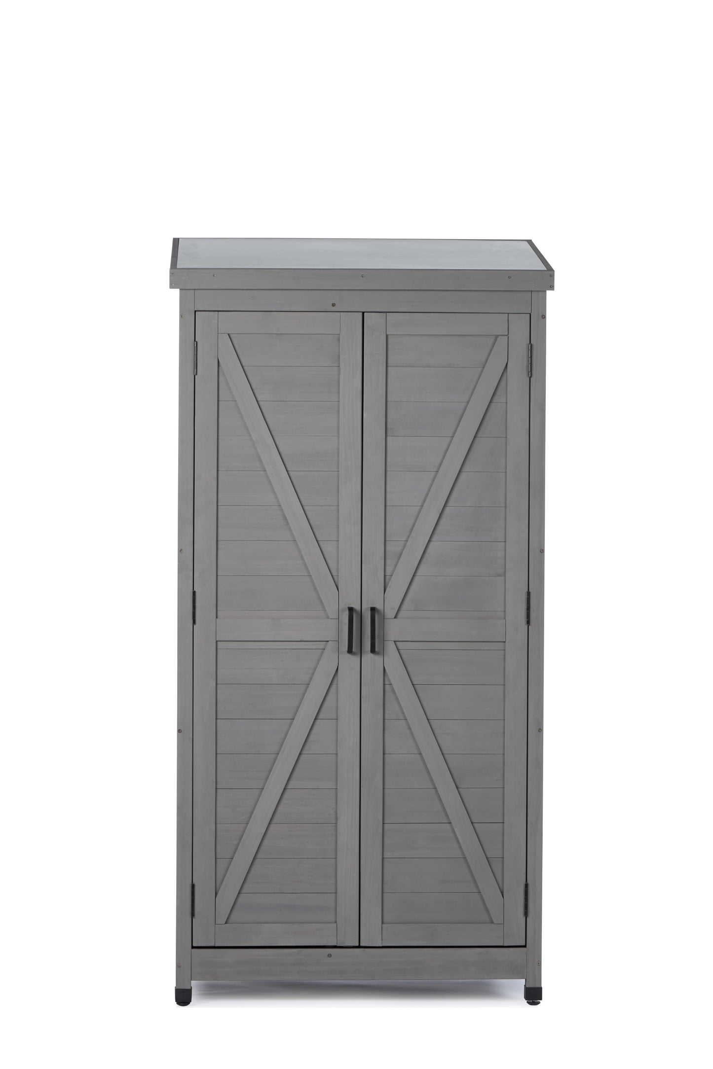 Outdoor Storage Cabinet and Metal Top,Garden Storage Shed,Outdoor 68 Inches Wood Tall Shed for Yard and Patio