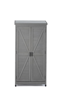 Outdoor Storage Cabinet and Metal Top,Garden Storage Shed,Outdoor 68 Inches Wood Tall Shed for Yard and Patio