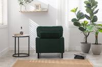 Velvet Accent Chair, Sofa Armchair with Casters, Mid-Century Modern Velvet Upholstered Comfort Oversized Armchair with Wooden Legs, Reading Chair，Living Room Chair, Dark  Green