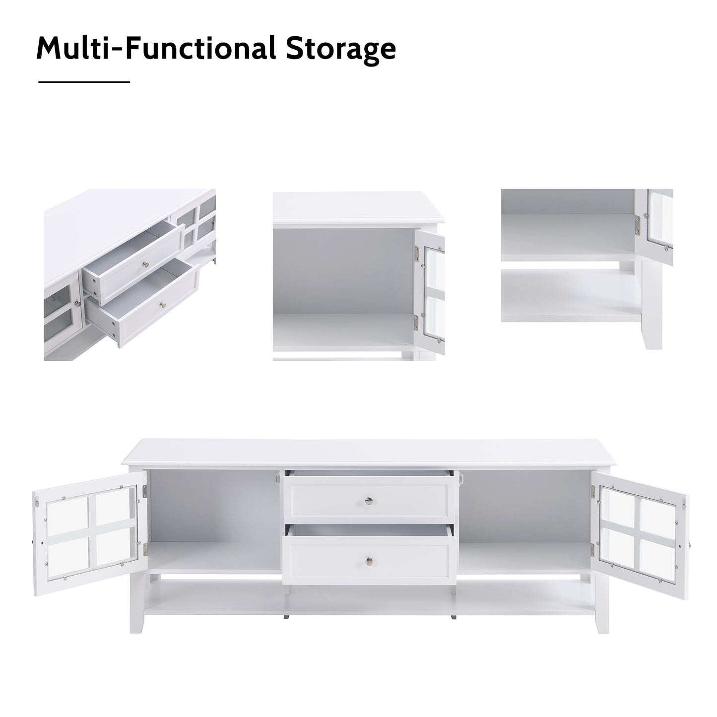 TV Stand for TVs up to 60'', Entertainment Center with Multifunctional Storage Space, TV Cabinet with Modern Design, Media Console for Living Room, Bedroom