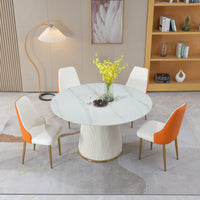 53 inch  Sintered stone carrara white dining table with 6pcs Chairs