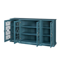 63" TV Stand,  Sideboard Buffet ,Storage Cabinet, Teal Blue