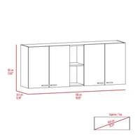 Portofino 150 Wall Cabinet,  Double Door, Two External Shelves, Two Interior Shelves -White