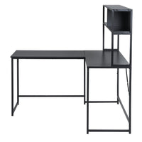 L-Shaped Desk with Hutch Reversible Corner Computer Desk with Storage Shelves, Industrial 54.3" L Shaped Desk Large Gaming Desk Saves Space for Home Office, Black