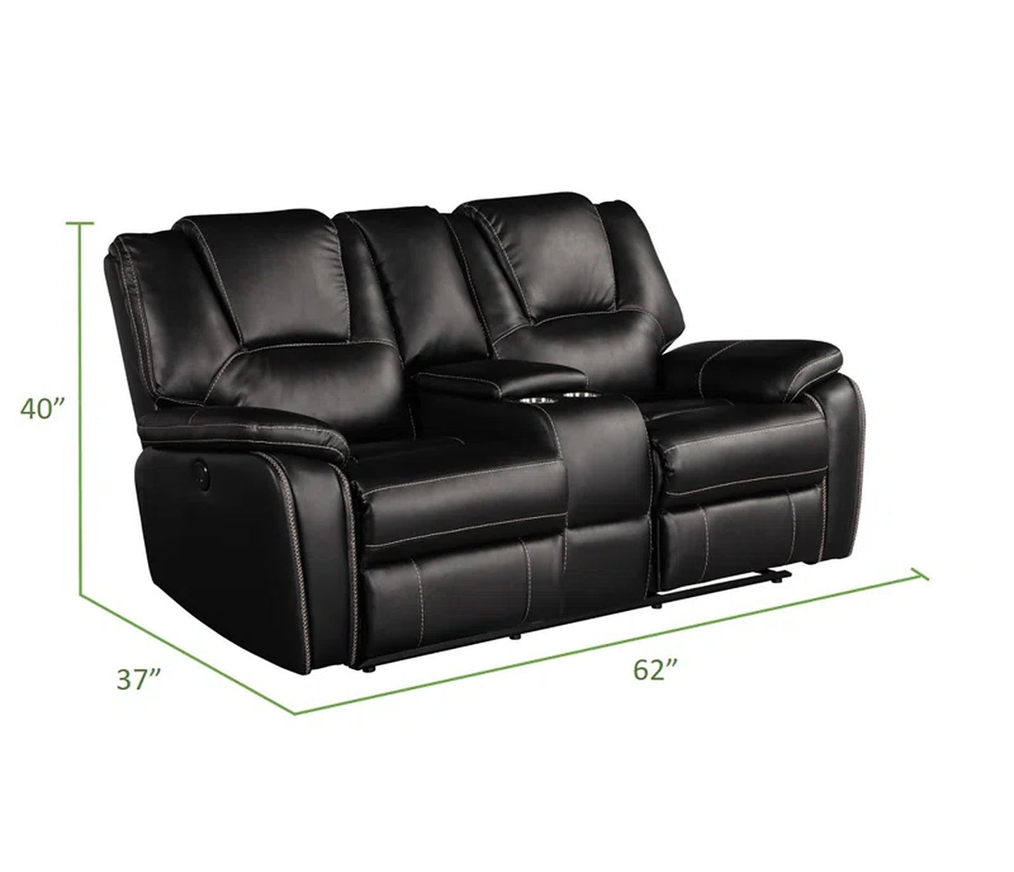 Hong Kong 3 Piece Power Reclining Sofa Set made with Faux Leather in Black