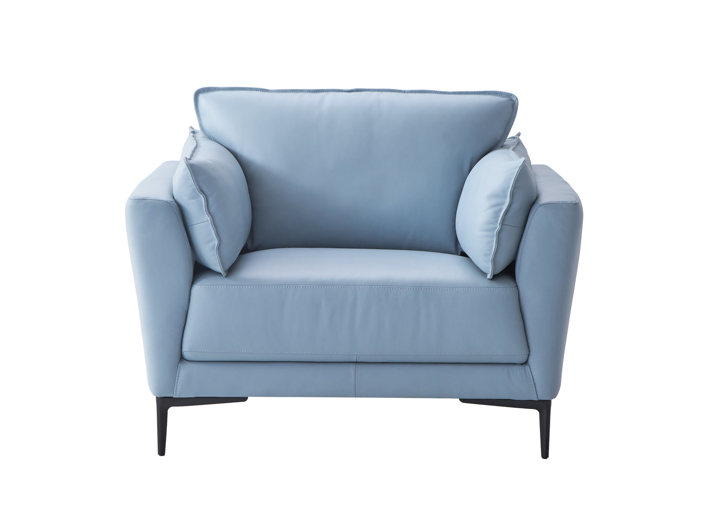 ACME Mesut Chair, Light Blue Top Grain Leather & Black Finish LV02389