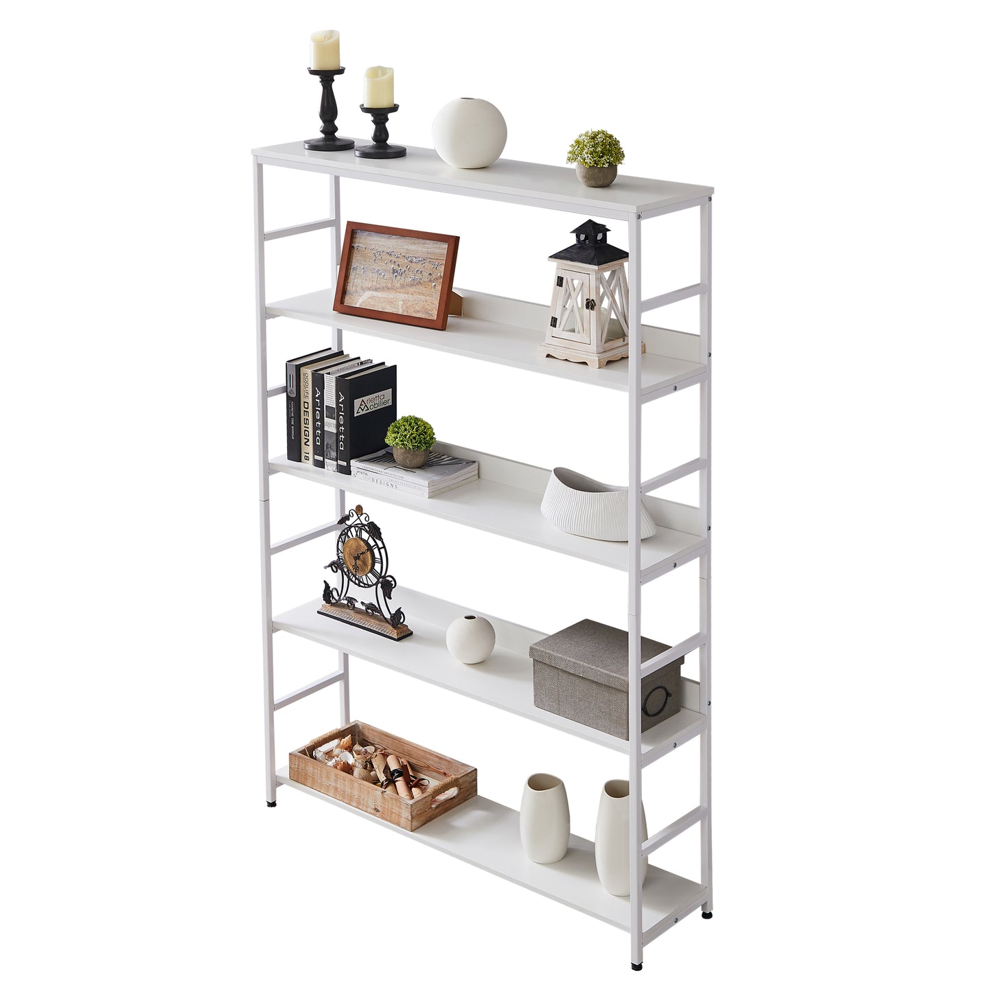 [VIDEO] 5-Tier Home Office Bookcase Open Bookshelf Storage Large 5 Shelf Bookshelf Furniture with Metal Frame, White