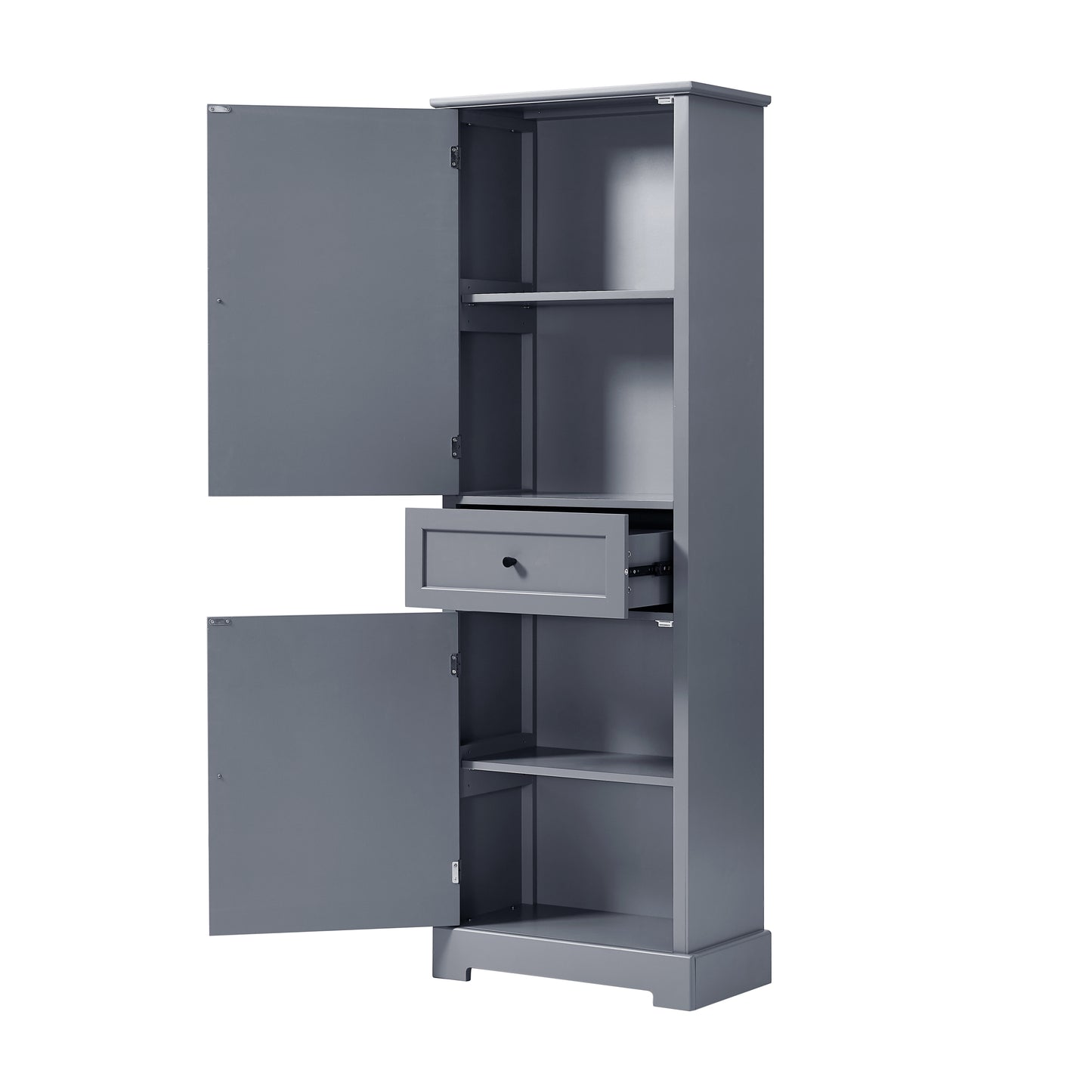 Bathroom Storage Cabinet, Tall Storage Cabinet with Two Doors and Drawer, Adjustable Shelf, Grey