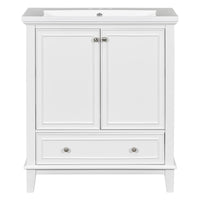 30" Bathroom Vanity with Sink Combo, Multi-functional Bathroom Cabinet with Doors and Drawer, Solid Frame and MDF Board, White