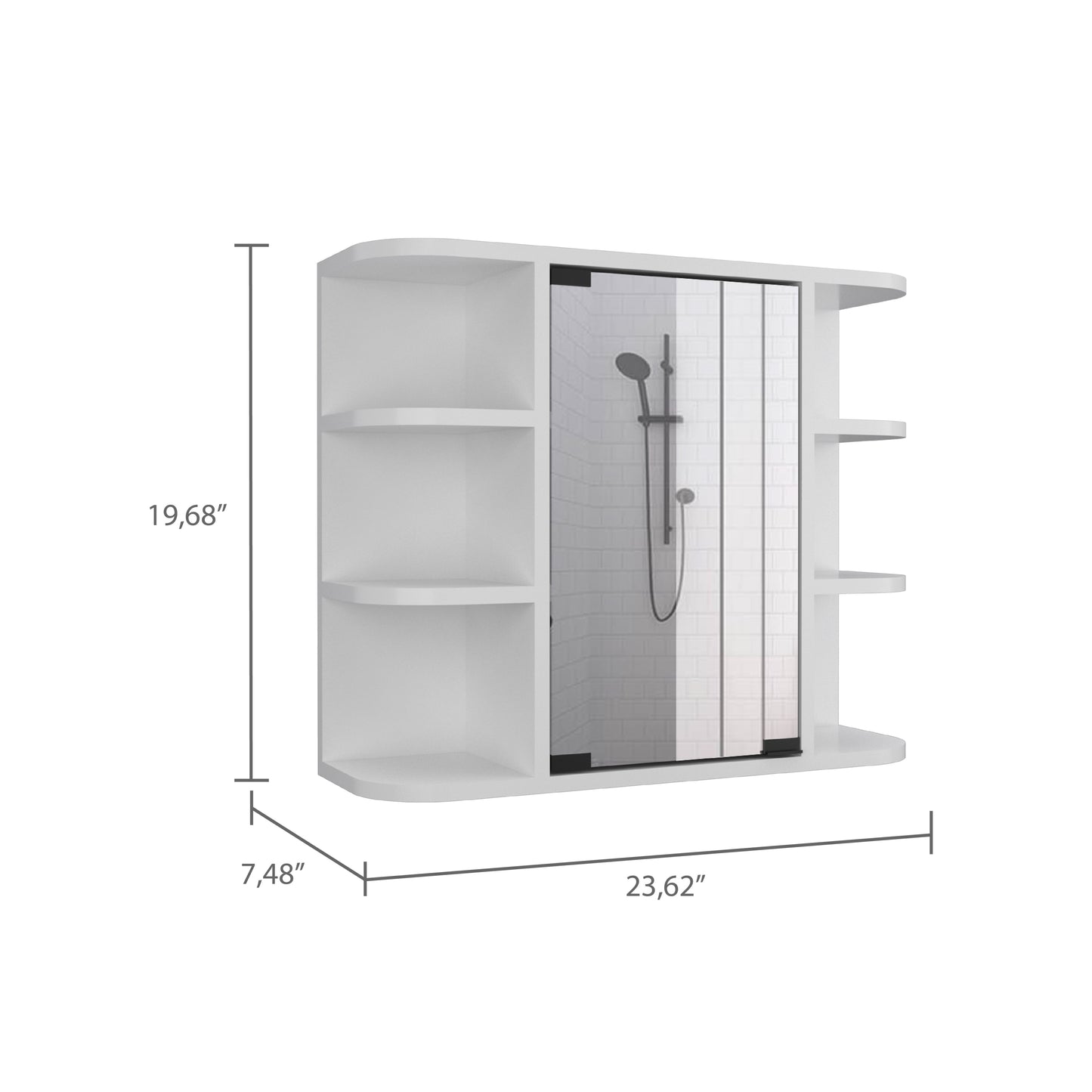 Roseburg 6-Shelf Medicine Cabinet with Mirorr White