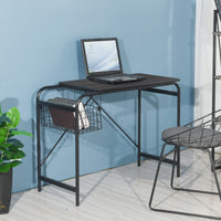 31.5" Computer Desk/ Home office desk With Wire Storage Basket - walnut & black