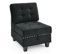 U shape Modular Sectional Sofa,DIY Combination,includes Seven Single Chair,Four Corner and One Ottoman,Black Velvet.