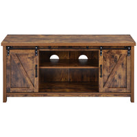 TV Stand，Barn door modern &farmhousewood entertainment center，  Console for Media,removable door panel & living room with for tvs up to 60'',BARNWOOD/BLACK