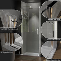 34 to 35-3/8 in. W x 72 in. H Bi-Fold Semi-Frameless Shower Doors in Chrome with Clear Glass