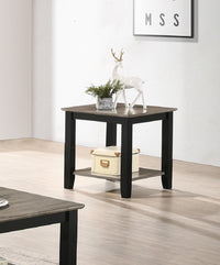 End Table With Open Shelf In Dark Brown And Grey