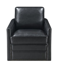 ACME Rocha Accent Chair w/Swivel, Black Leather Aire AC01885