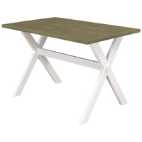 TOPMAX Farmhouse Rustic Wood Kitchen Dining Table with X-shape Legs, Gray Green