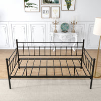 Daybed Frame Twin Size Multifunctional Metal Platform with Headboard Victorian Style, Bed Sofa  for Guest Living Room, Twin, Black