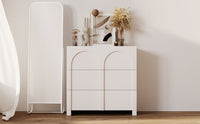 Modern Style Three-Drawer Chest Sideboard Cabinet Ample Storage Spaces for Living Room, Children's Room, Adult Room, Half Gloss White