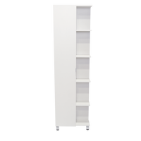 Corner Cabinet Womppi, Five Open Shelves, Single Door, White Finish