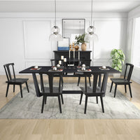 Rectangular MDF Dining Table Mid Century Modern  for Dining Room Balcony Cafe Bar Conference Matt black