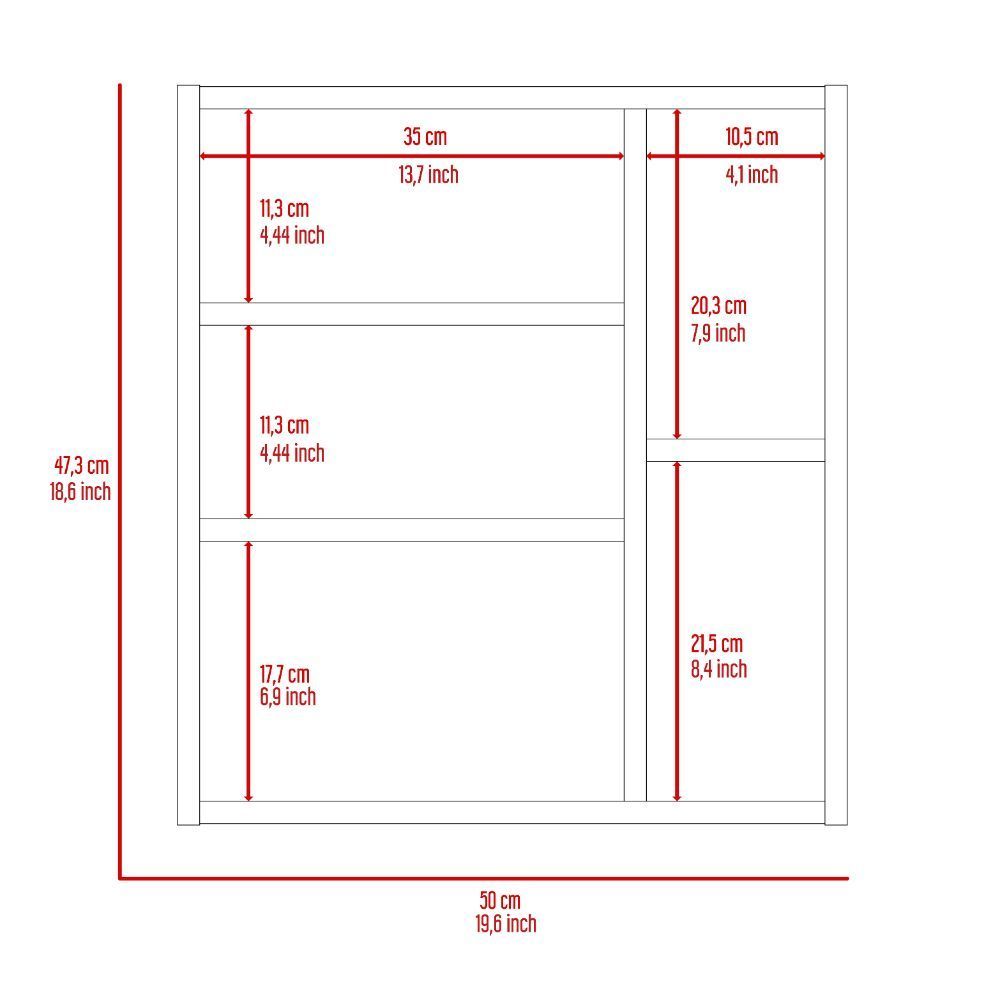 Oman Medicine Cabinet, Three Internal Shelves, Single Door, Two External Shelves -White