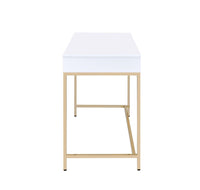 ACME Ottey Desk in White High Gloss & Gold 92540