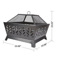 25.98'' Square IRON FIRE PIT OUTDOOR