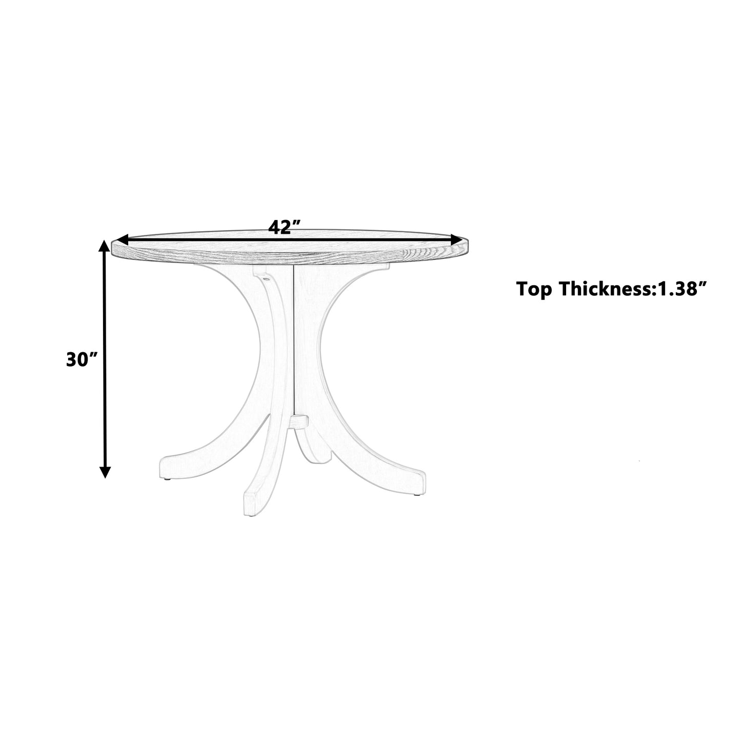 TOPMAX Mid-Century Solid Wood  Round Dining Table for Small Places, Walnut Table