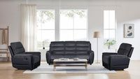 Chris 3 Seater Sofa and Recliner set Black/Grey