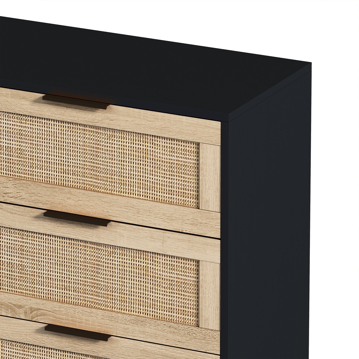 43.31"6-Drawers Rattan Storage Cabinet Rattan Drawer,for Bedroom,Living Room,Black