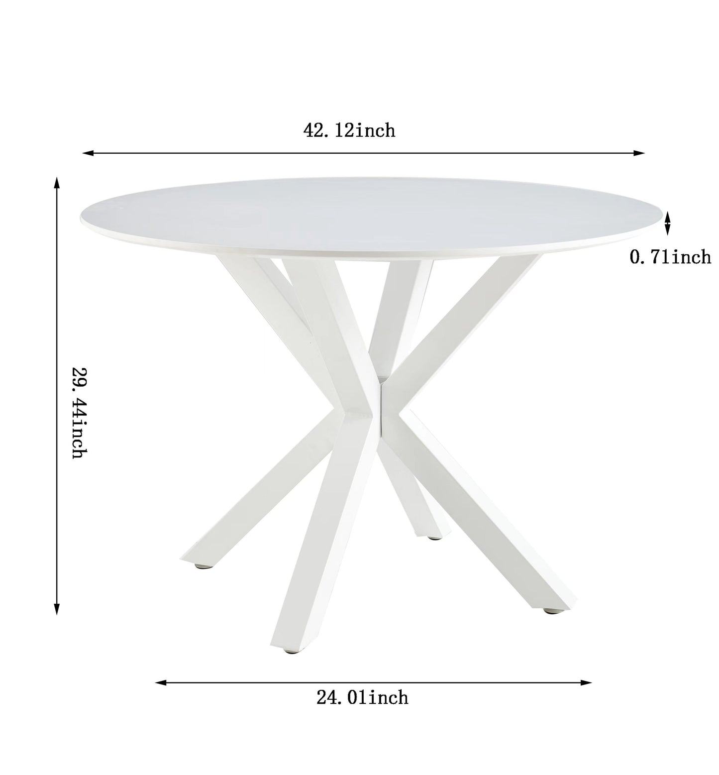 1+4,5pieces dining set,42.1"WHITE Table cross leg Mid-century Dining Table for 4-6 people With Round Mdf Table Top, Pedestal Dining Table, End Table Leisure Coffee Table