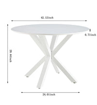 1+4,5pieces dining set,42.1"WHITE Table cross leg Mid-century Dining Table for 4-6 people With Round Mdf Table Top, Pedestal Dining Table, End Table Leisure Coffee Table