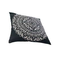 20 x 20 Modern Square Cotton Accent Throw Pillow, Mandala Design Pattern, Black, White