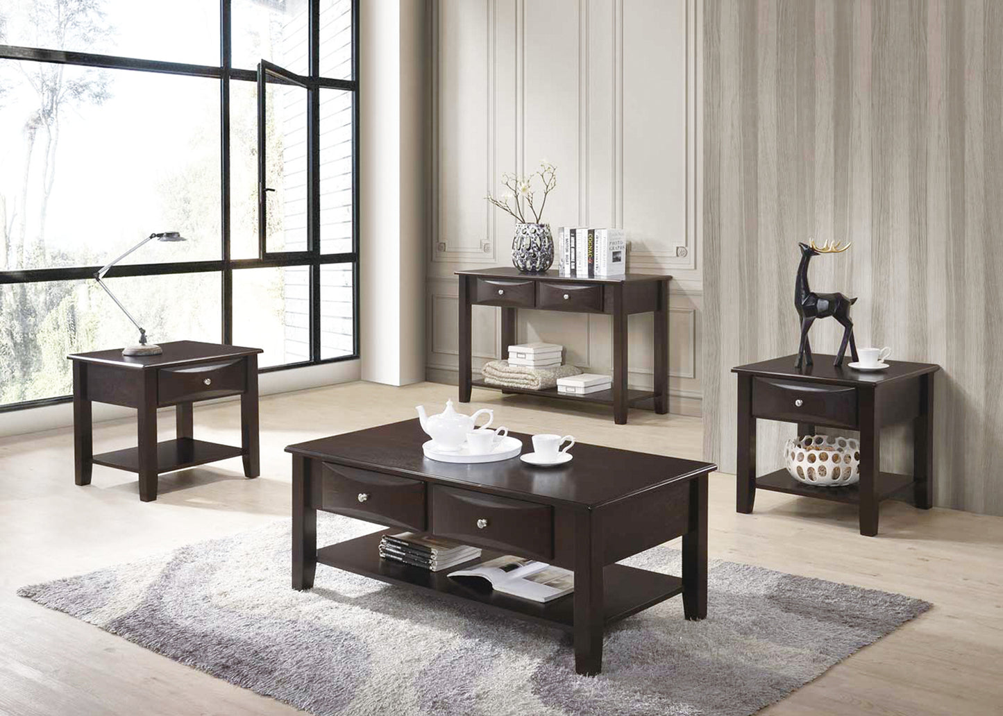 Coffee Table Of Two Drawers In Brown