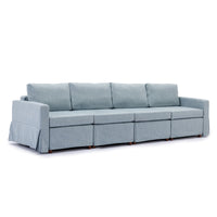 4 Seat Module Sectional Sofa Couch With 2 Ottoman,Seat Cushion and Back Cushion Removable and Washable,Light Blue