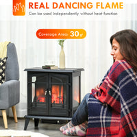 HOMCOM 29" Electric Fireplace Heater, Freestanding Fire Place Stove with Realistic LED Log Flames and Overheating Safety Protection, 1400W, Black