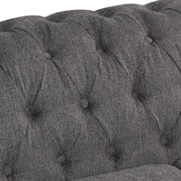 82" modern sofa Dutch plush upholstered sofa, solid wood legs, buttoned tufted backrest, gray