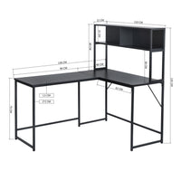 L-Shaped Desk with Hutch Reversible Corner Computer Desk with Storage Shelves, Industrial 54.3" L Shaped Desk Large Gaming Desk Saves Space for Home Office, Black