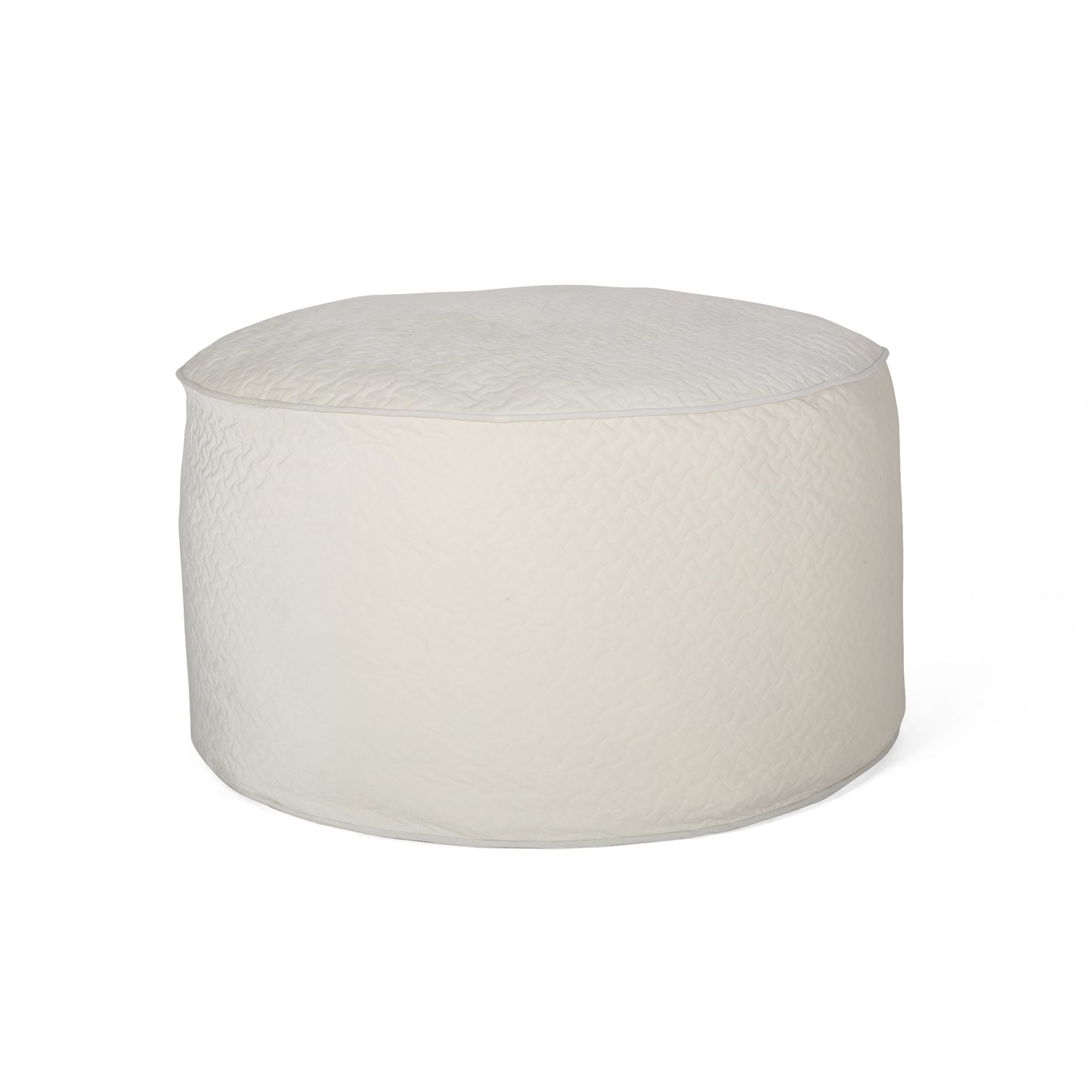 Arnside Glam 4 Foot Velvet Quilt Patterned Beanbag, Ivory