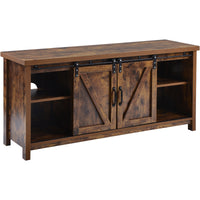 TV Stand，Barn door modern &farmhousewood entertainment center，  Console for Media,removable door panel & living room with for tvs up to 60'',BARNWOOD/BLACK