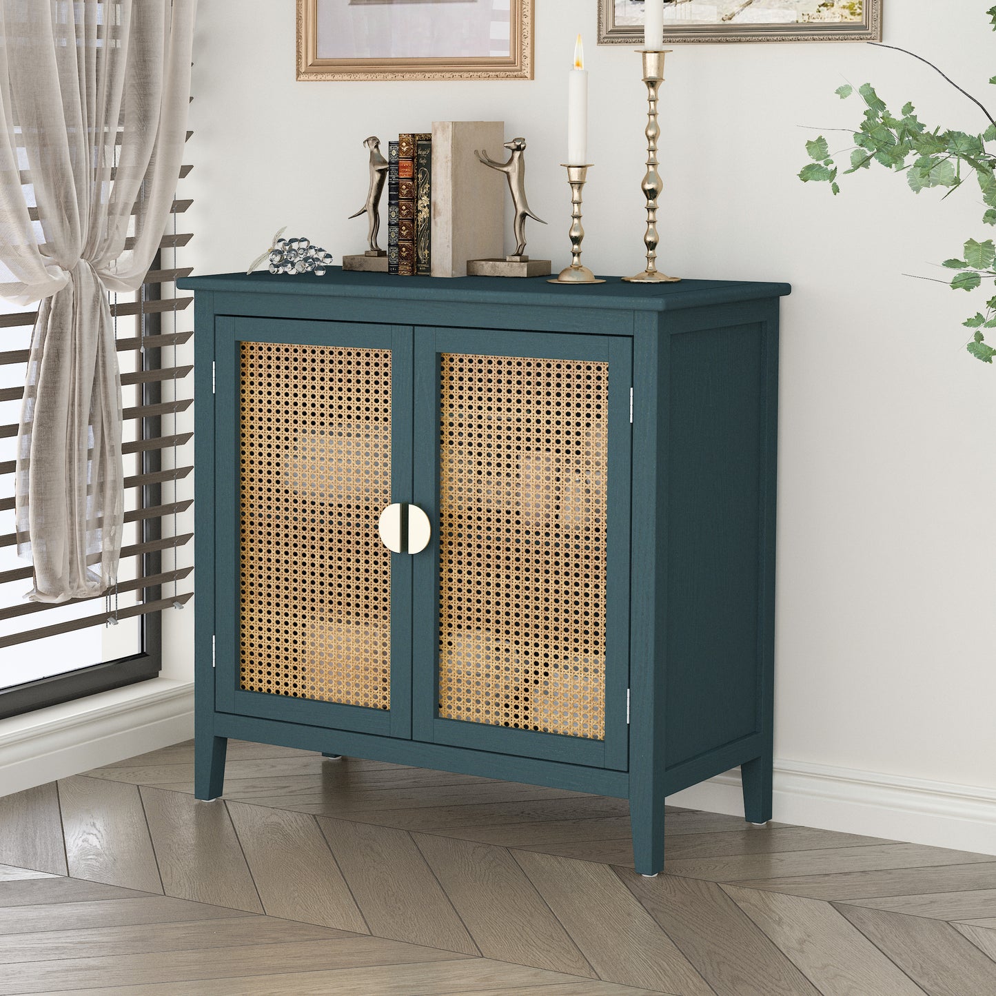 2 Door Cabinet,Naturel Rattan,Suitable for bedroom, living room, study