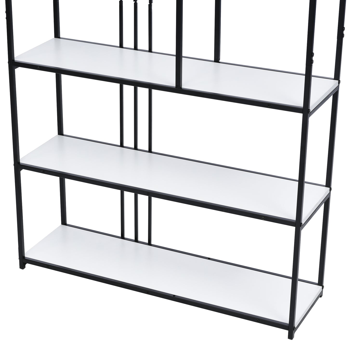 70.9 Inch Home Office Bookcase Open Bookshelf Storage Large 6 Shelf Bookshelf Furniture with Black Metal Frame, White