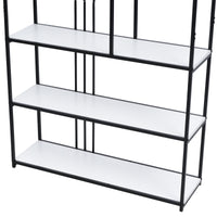 70.9 Inch Home Office Bookcase Open Bookshelf Storage Large 6 Shelf Bookshelf Furniture with Black Metal Frame, White