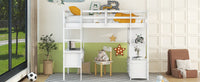 Twin  Size Loft Bed with Built-in Desk with Two Drawers, and Storage Shelves and Drawers,White