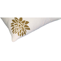 18 x 18 Square Accent Pillow, Soft Cotton Cover, Printed Lotus Flower, Polyester Filler, Gold, White