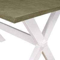 TOPMAX Farmhouse Rustic Wood Kitchen Dining Table with X-shape Legs, Gray Green