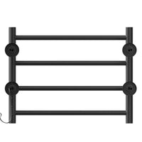 Electric Heated Towel Warmer 4 Bars for Bathroom, Stainless Steel Wall Mounted Heated Towel Drying Rack Black